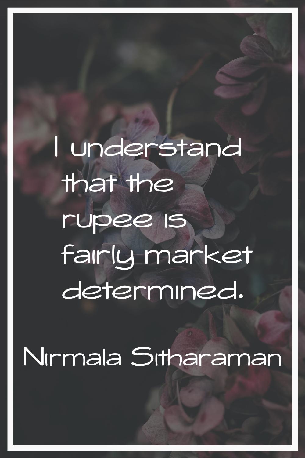 I understand that the rupee is fairly market determined.