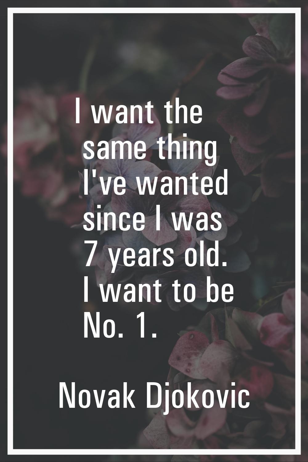 I want the same thing I've wanted since I was 7 years old. I want to be No. 1.