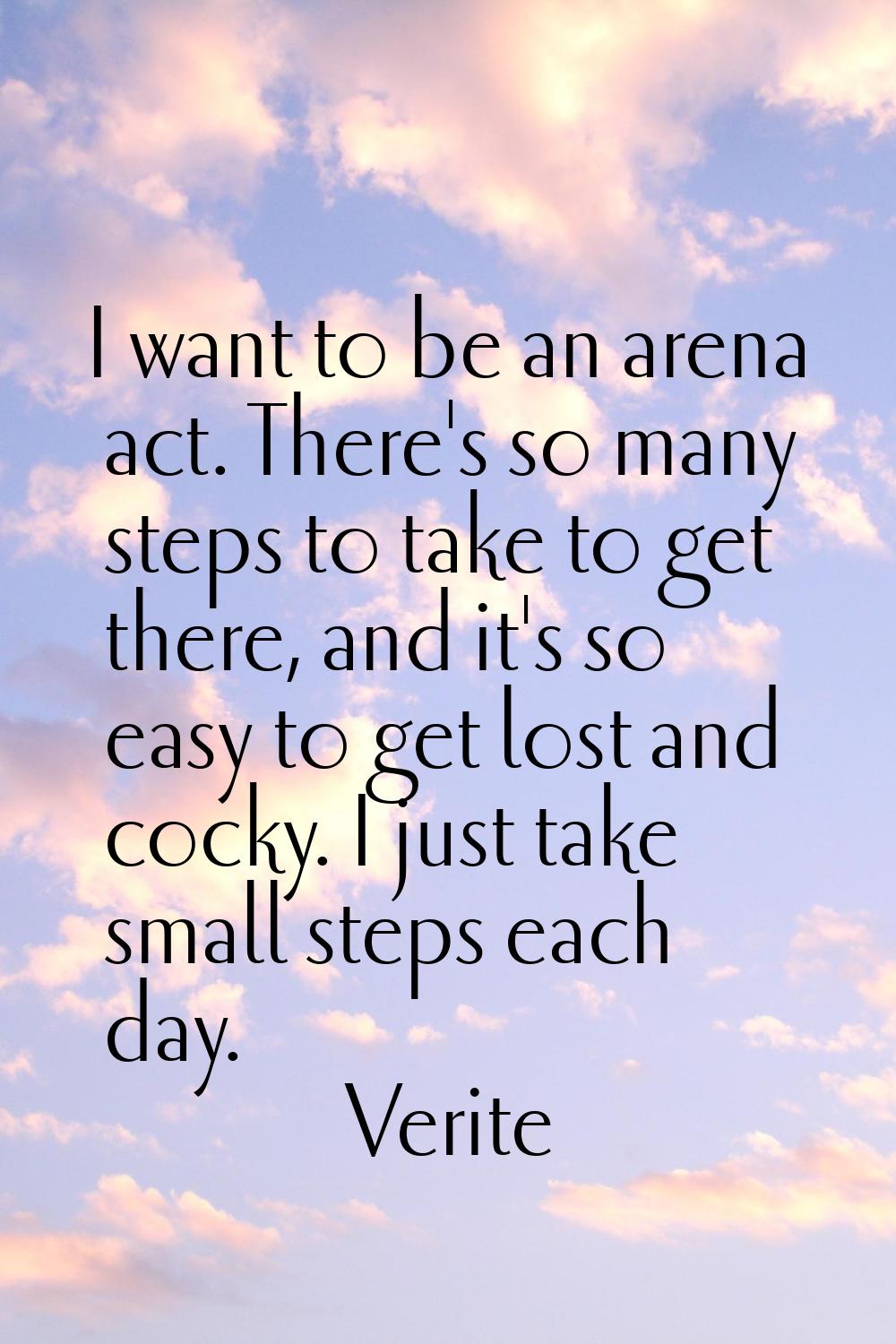 I want to be an arena act. There's so many steps to take to get there, and it's so easy to get lost