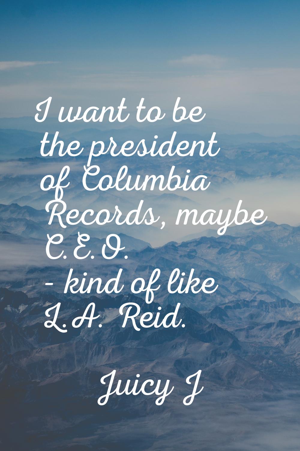 I want to be the president of Columbia Records, maybe C.E.O. - kind of like L.A. Reid.