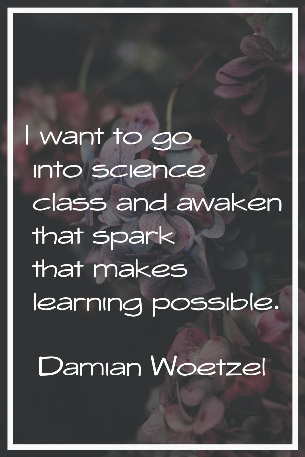 I want to go into science class and awaken that spark that makes learning possible.