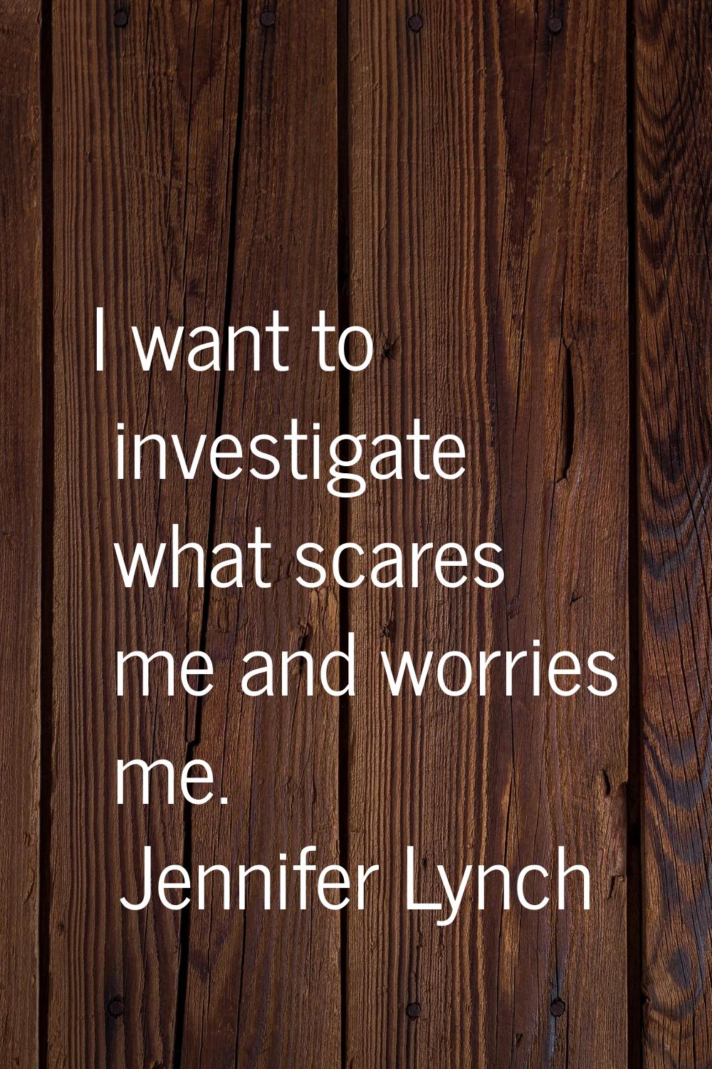 I want to investigate what scares me and worries me.