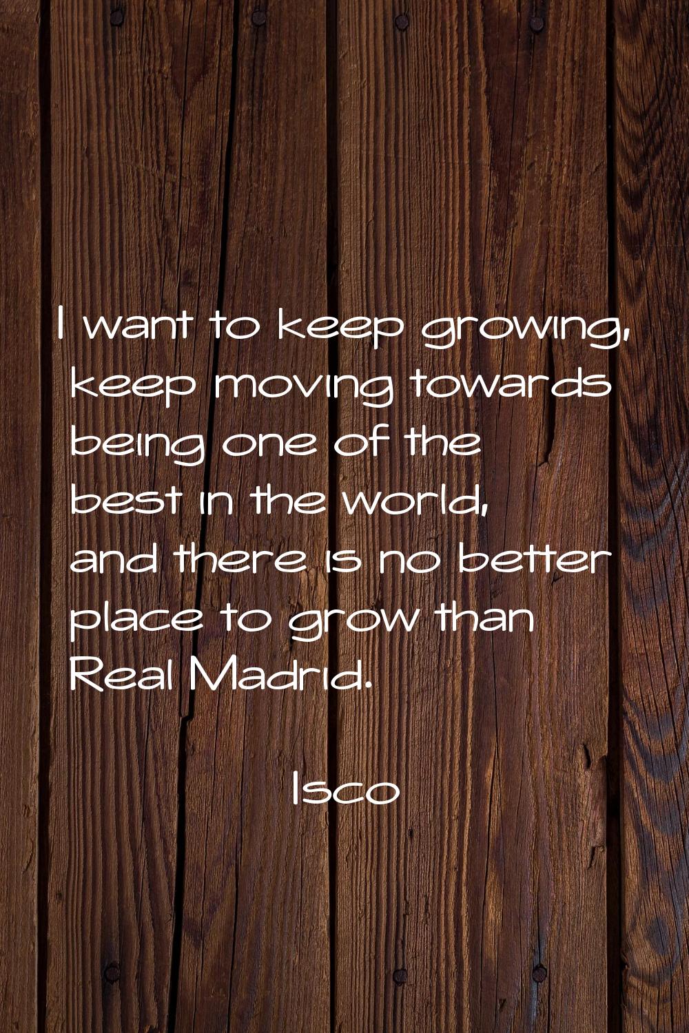 I want to keep growing, keep moving towards being one of the best in the world, and there is no bet