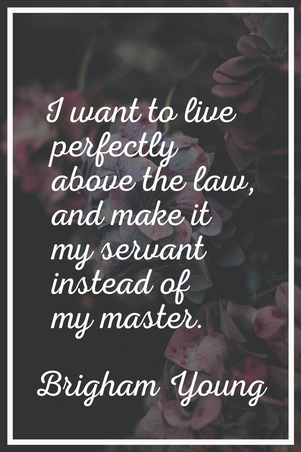 I want to live perfectly above the law, and make it my servant instead of my master.