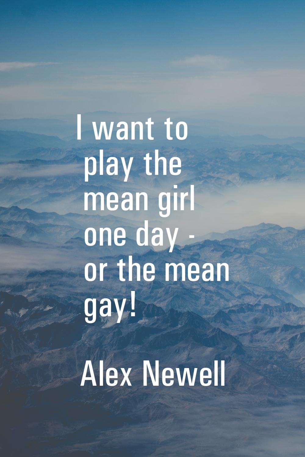 I want to play the mean girl one day - or the mean gay!