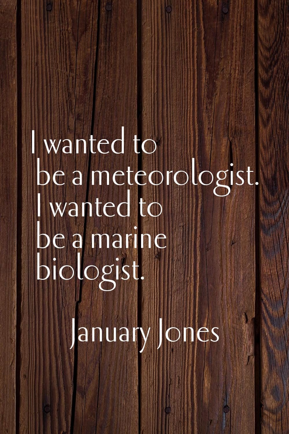 I wanted to be a meteorologist. I wanted to be a marine biologist.