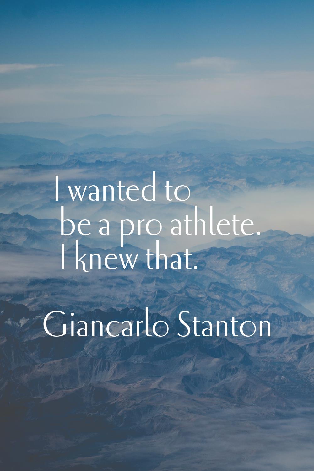 I wanted to be a pro athlete. I knew that.