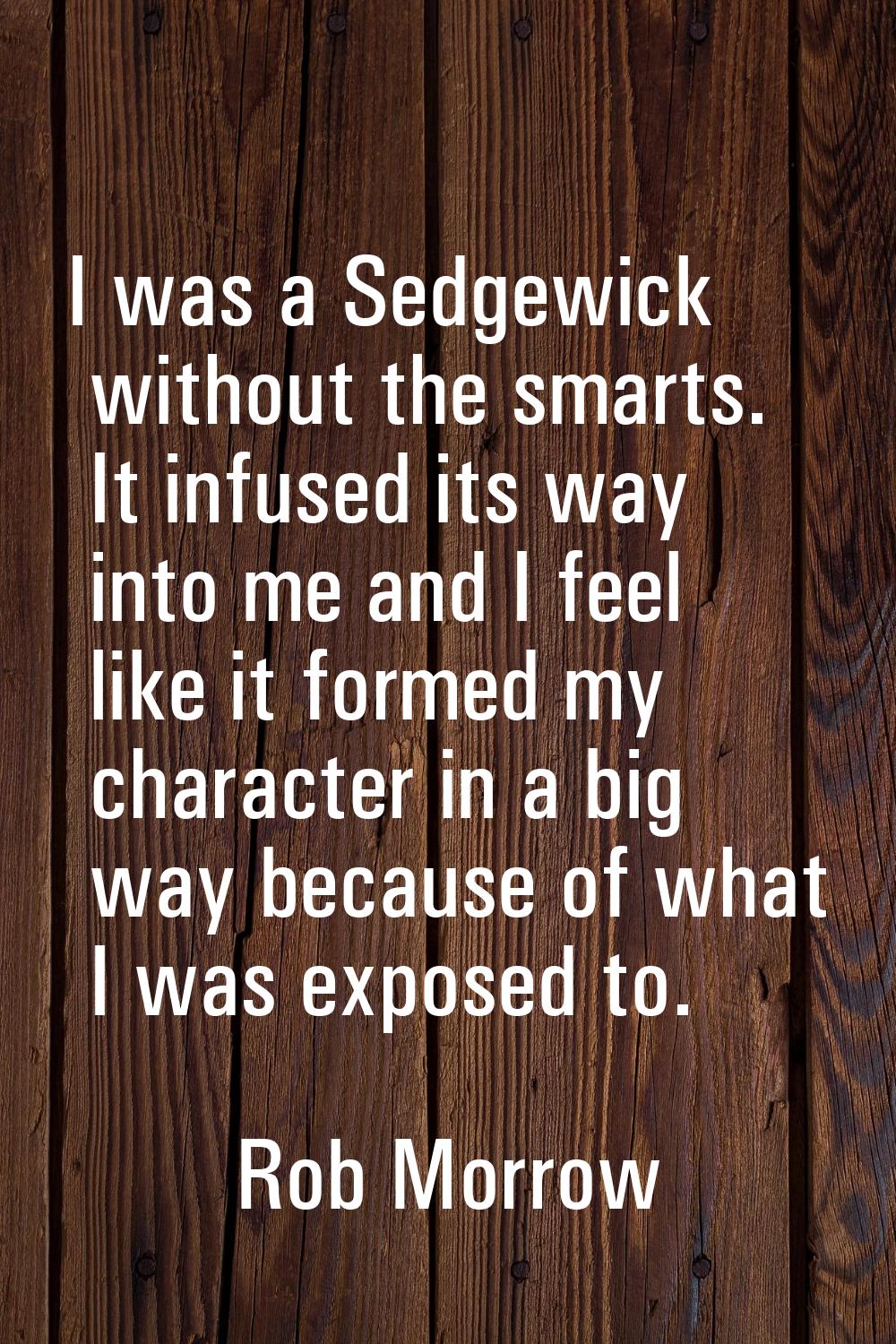 I was a Sedgewick without the smarts. It infused its way into me and I feel like it formed my chara
