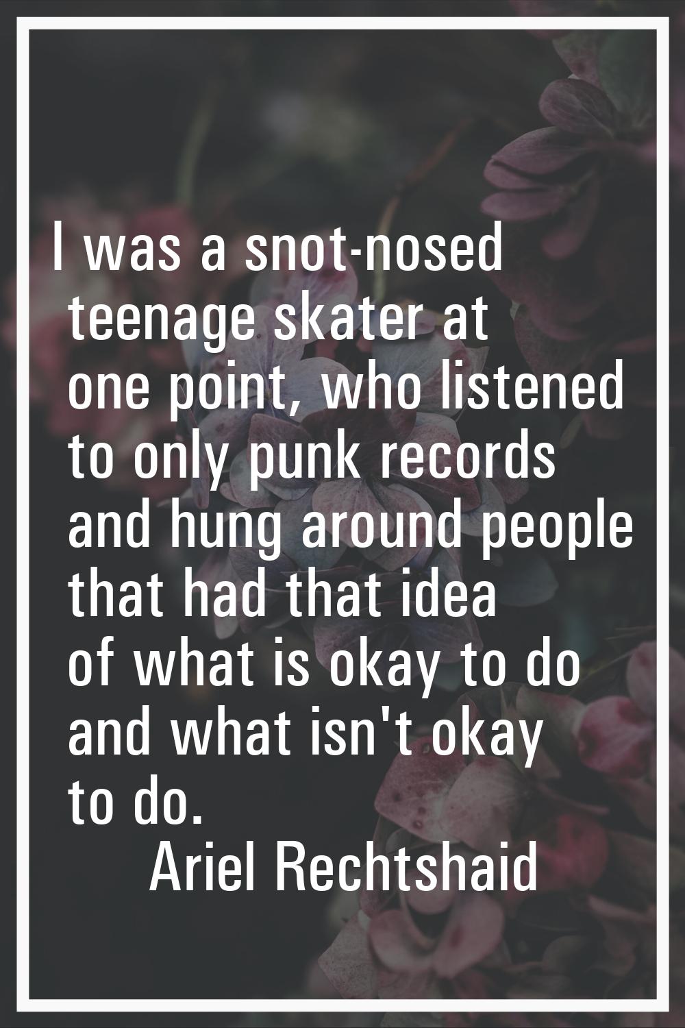 I was a snot-nosed teenage skater at one point, who listened to only punk records and hung around p