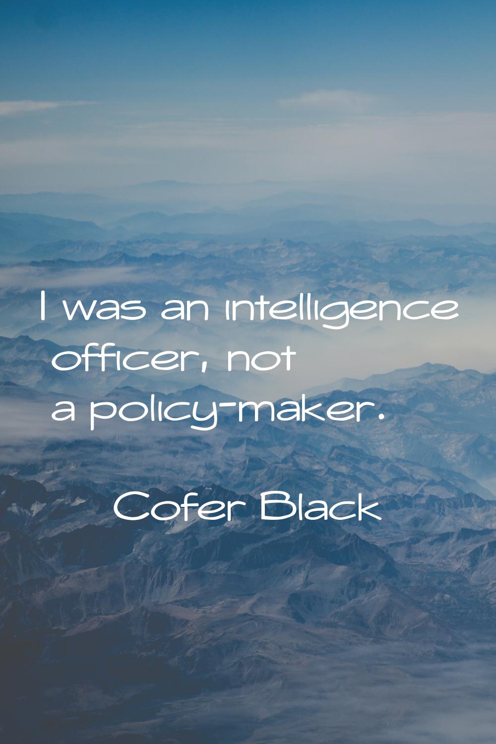 I was an intelligence officer, not a policy-maker.