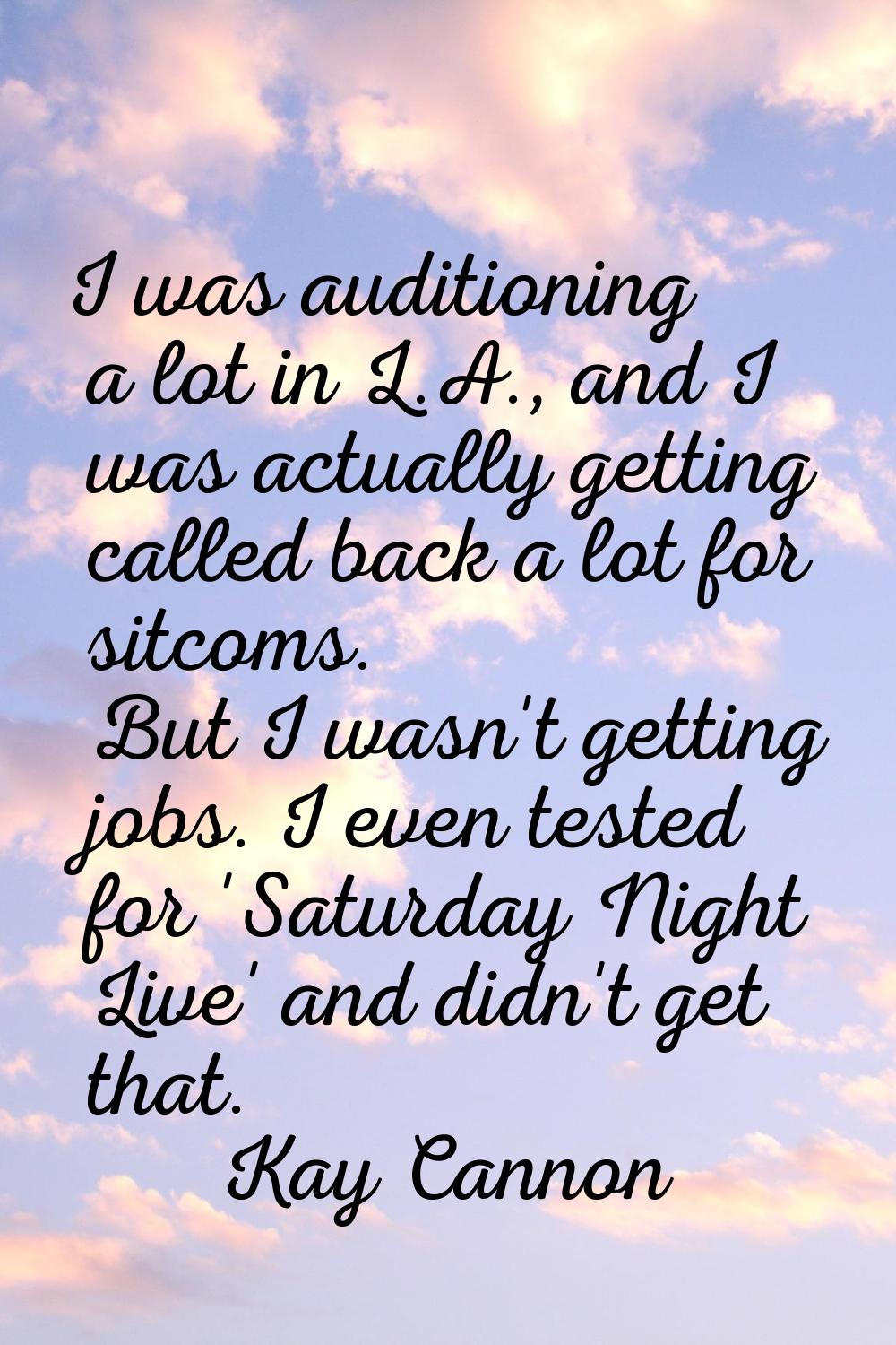 I was auditioning a lot in L.A., and I was actually getting called back a lot for sitcoms. But I wa