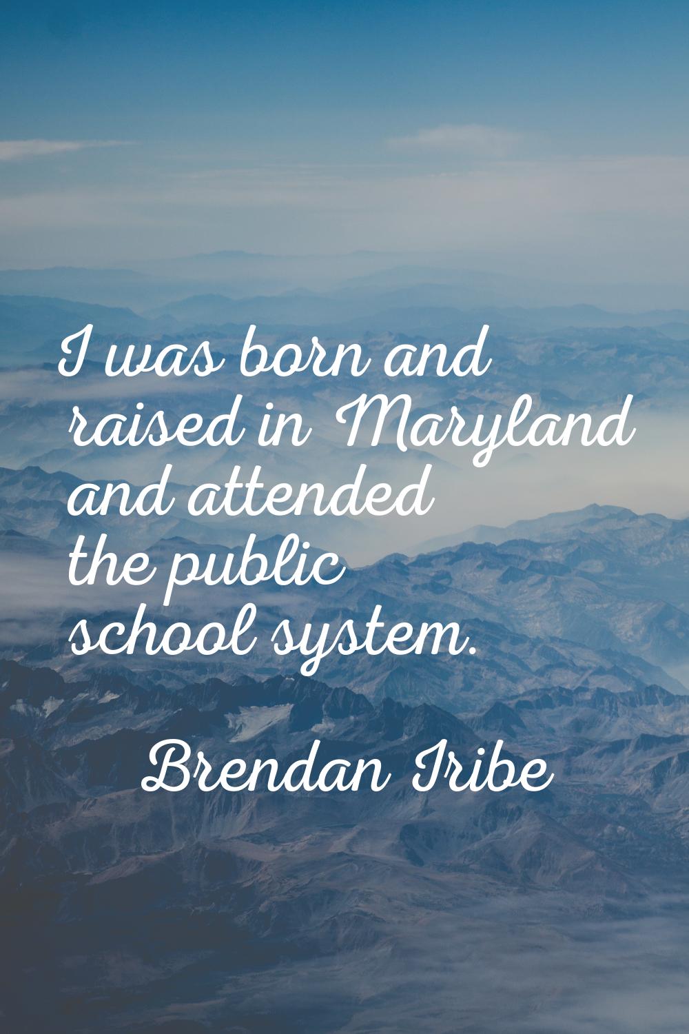 I was born and raised in Maryland and attended the public school system.