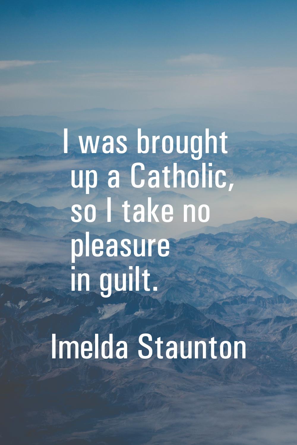 I was brought up a Catholic, so I take no pleasure in guilt.