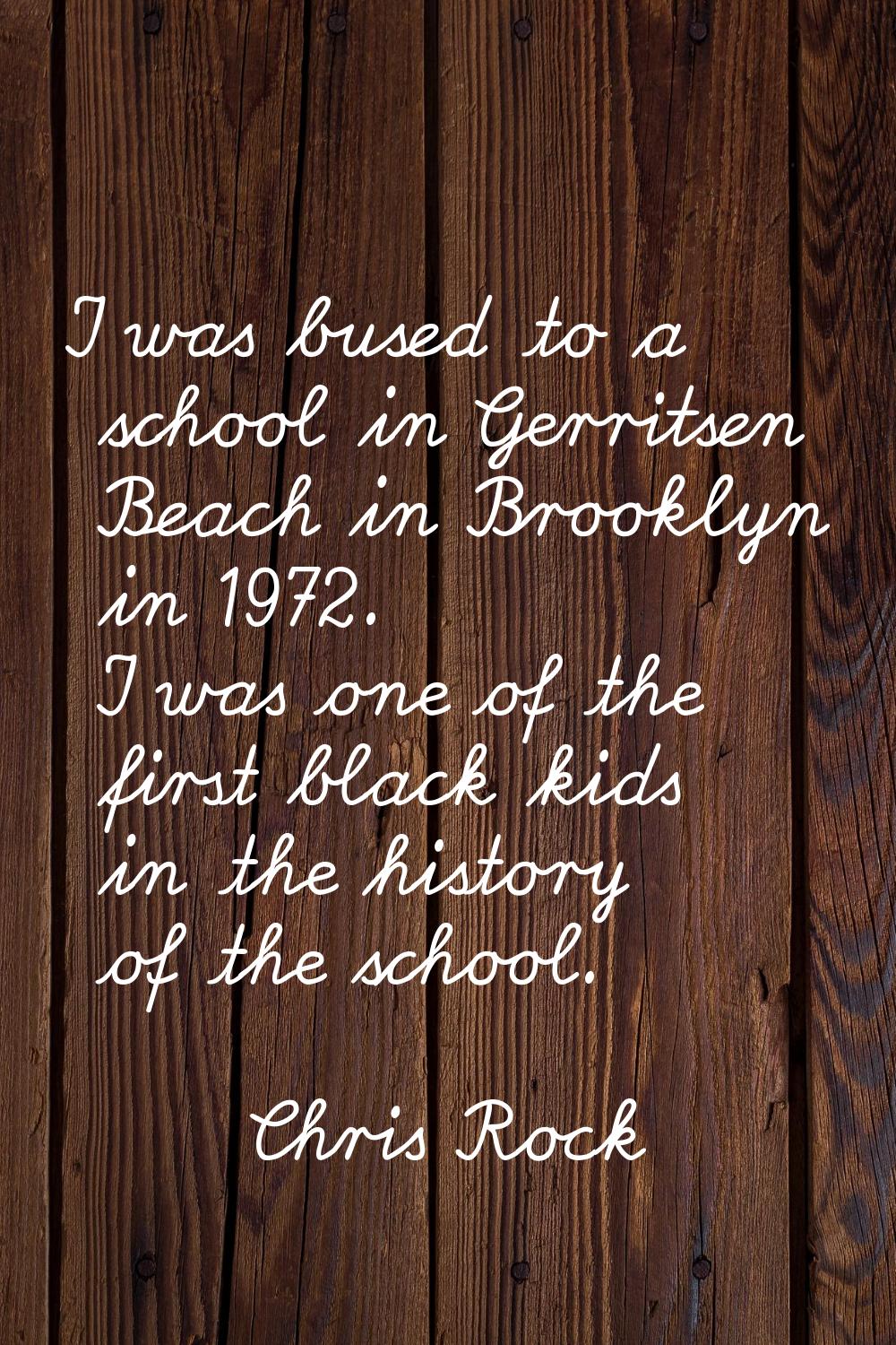 I was bused to a school in Gerritsen Beach in Brooklyn in 1972. I was one of the first black kids i