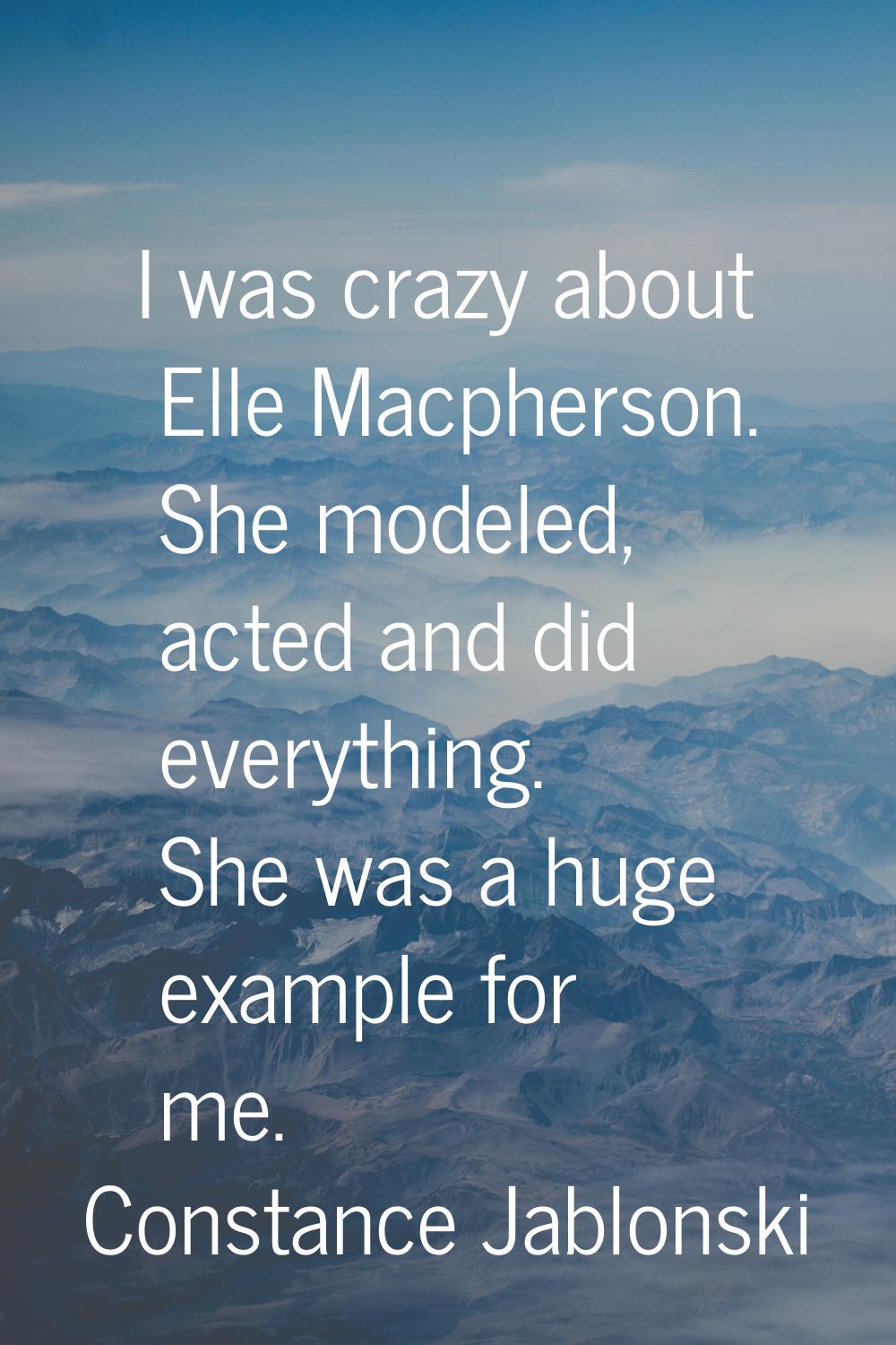 I was crazy about Elle Macpherson. She modeled, acted and did everything. She was a huge example fo
