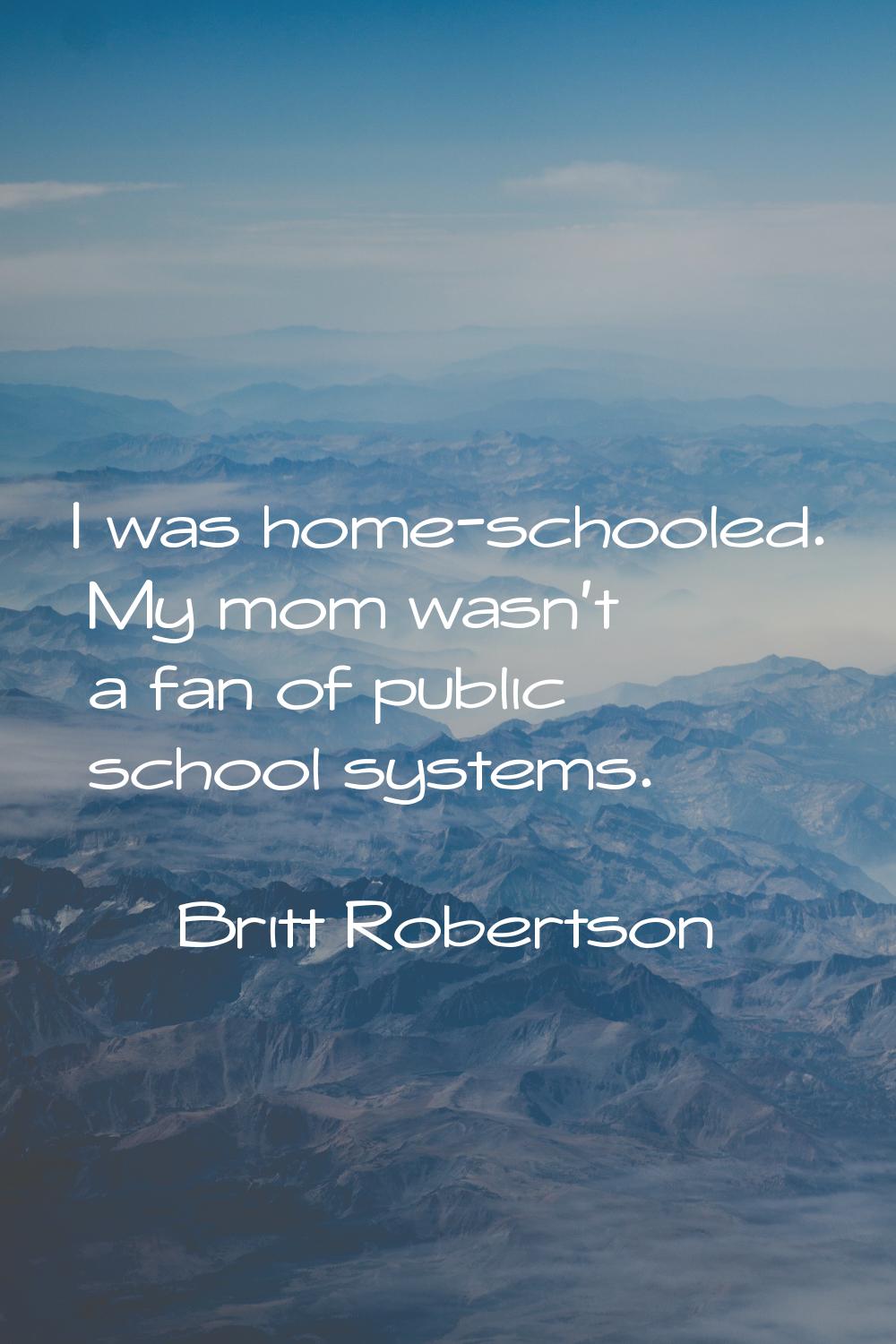 I was home-schooled. My mom wasn't a fan of public school systems.