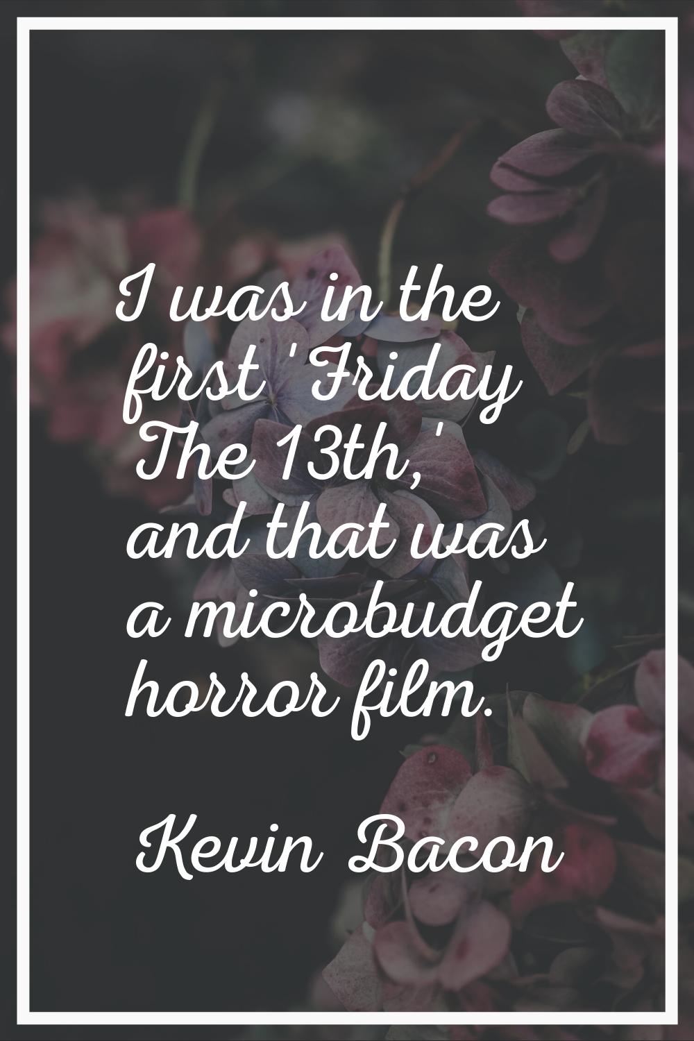 I was in the first 'Friday The 13th,' and that was a microbudget horror film.