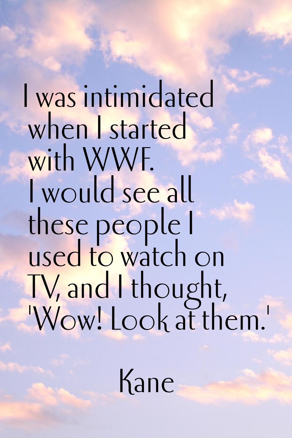 I was intimidated when I started with WWF. I would see all these people I used to watch on TV, and 