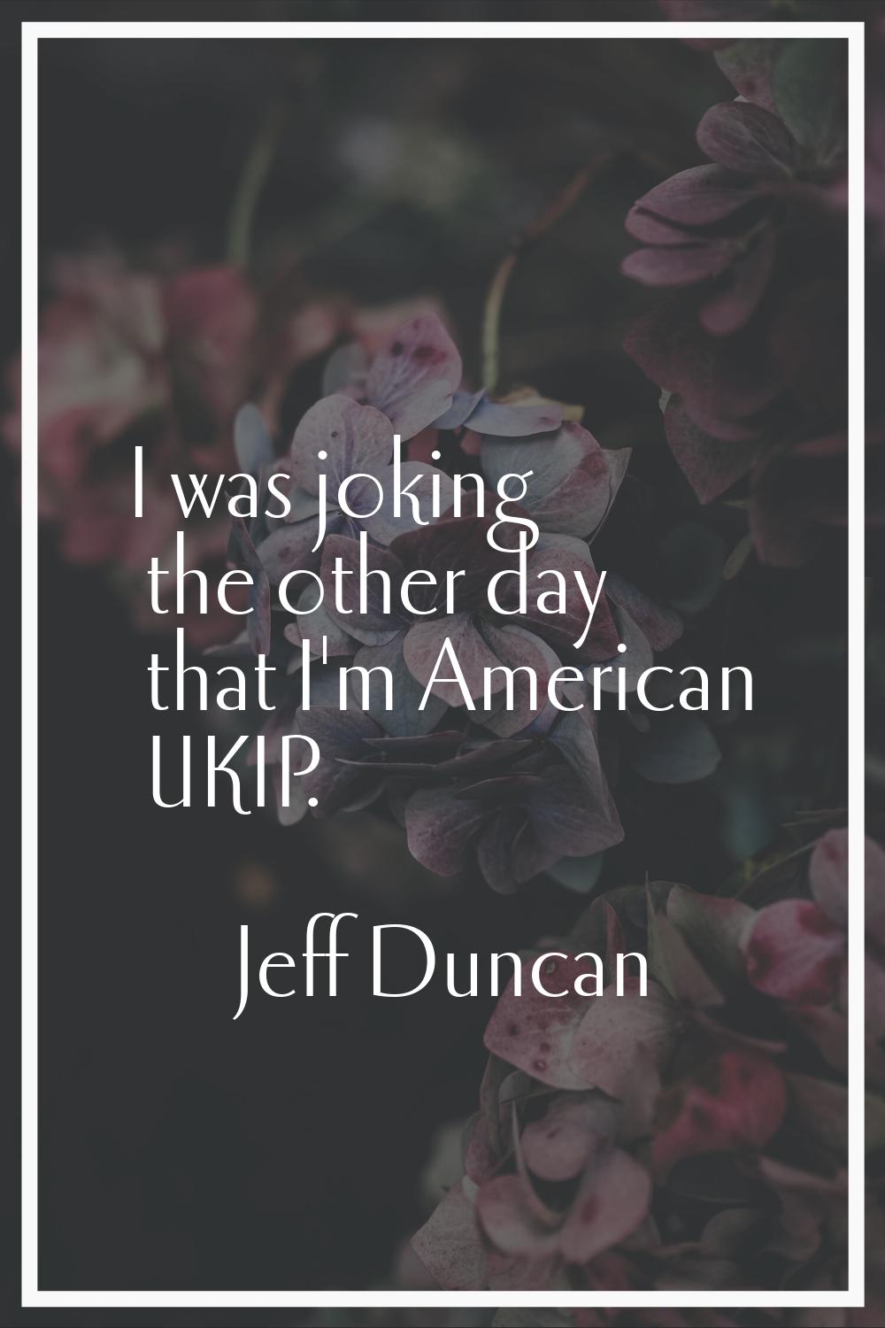 I was joking the other day that I'm American UKIP.