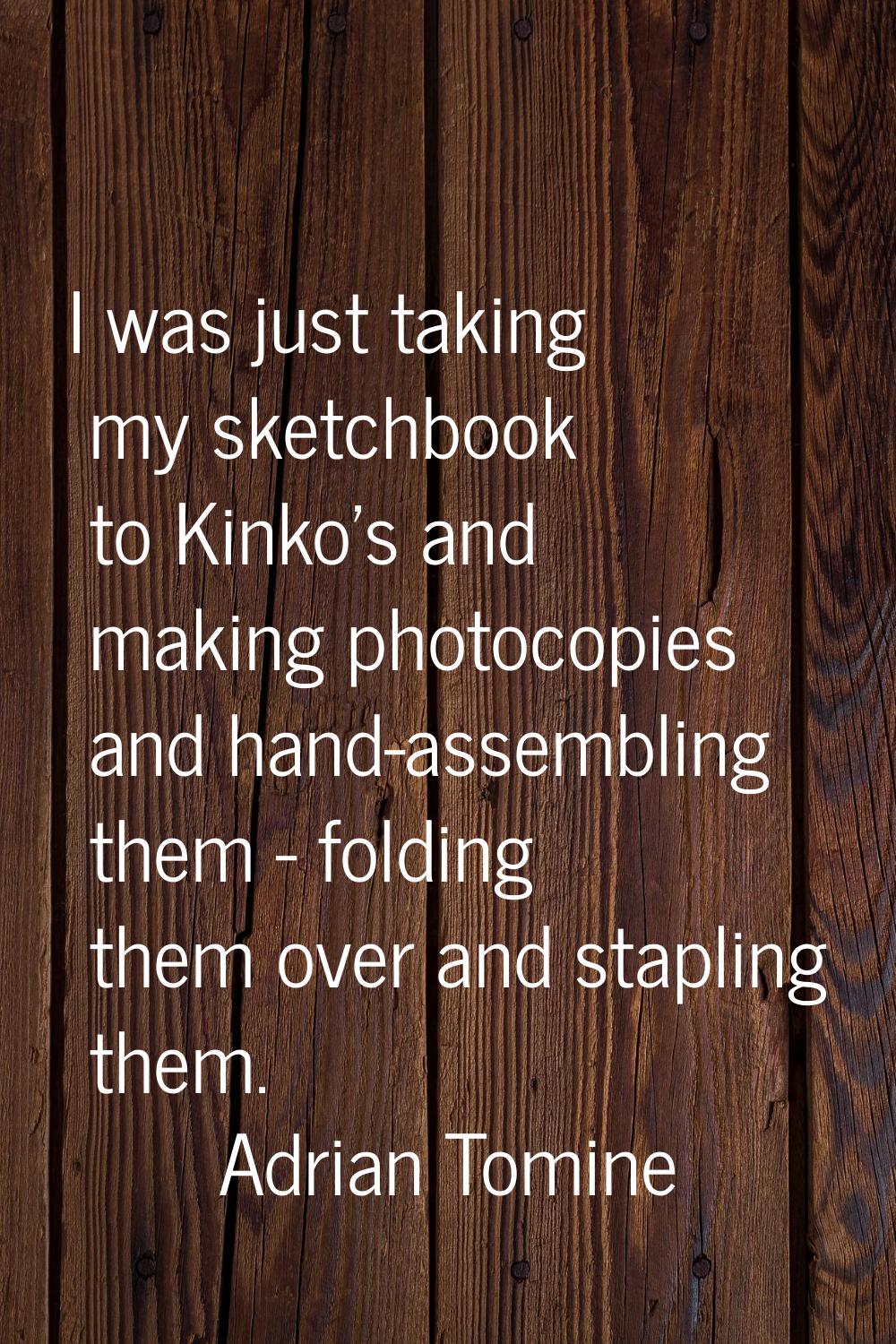 I was just taking my sketchbook to Kinko's and making photocopies and hand-assembling them - foldin