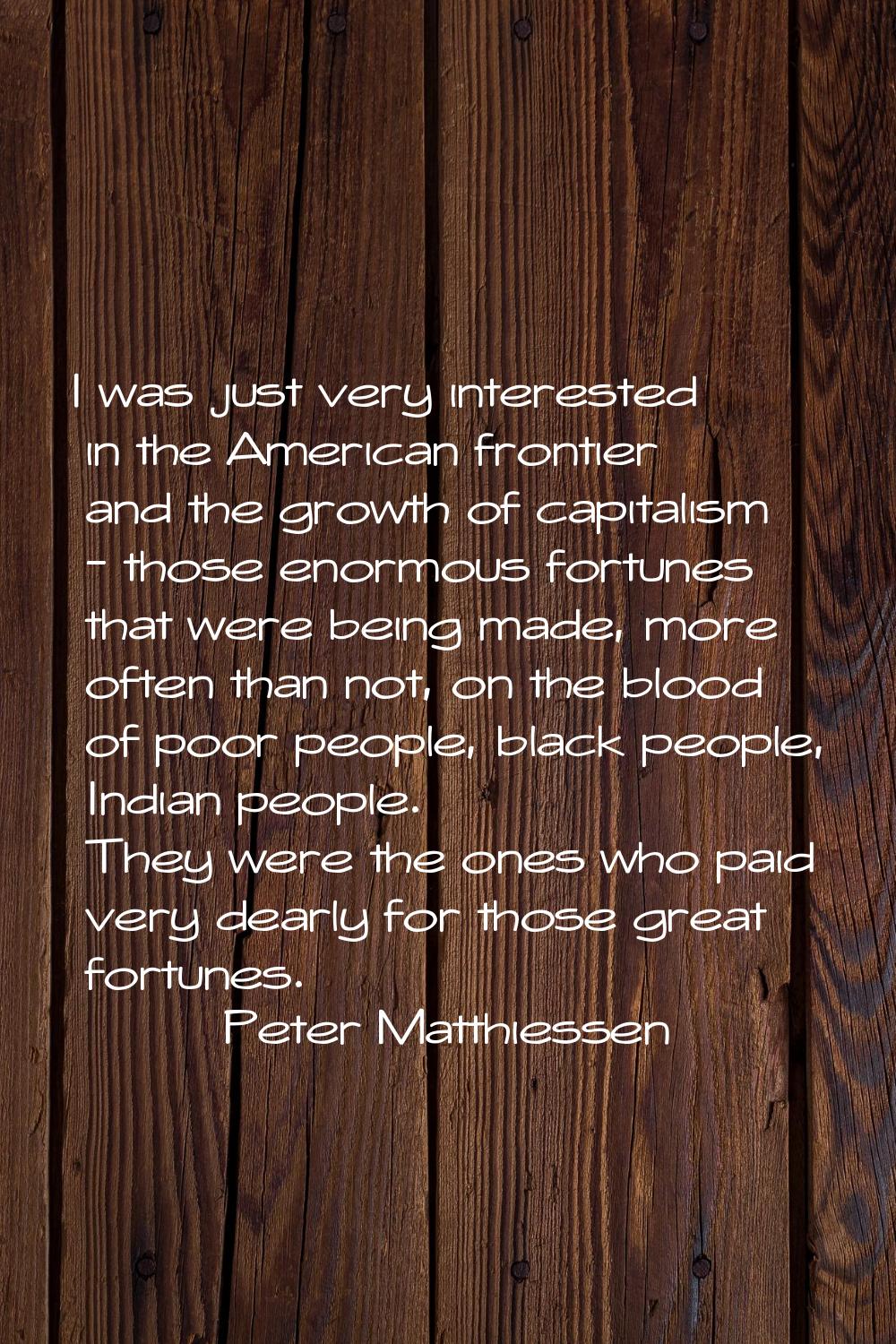 I was just very interested in the American frontier and the growth of capitalism - those enormous f