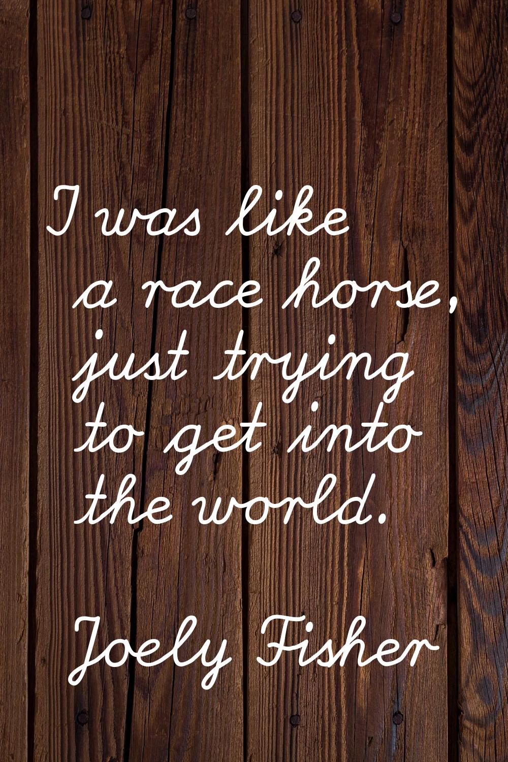I was like a race horse, just trying to get into the world.