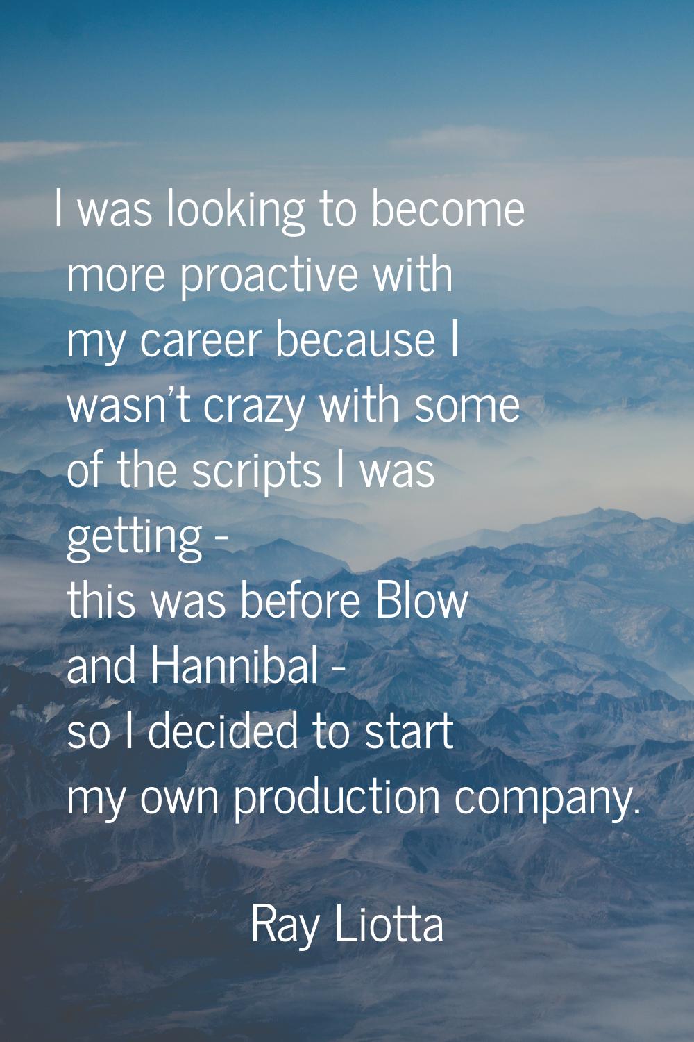 I was looking to become more proactive with my career because I wasn't crazy with some of the scrip