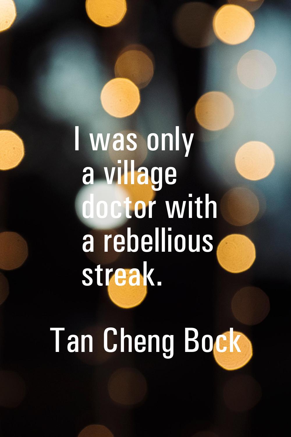 I was only a village doctor with a rebellious streak.