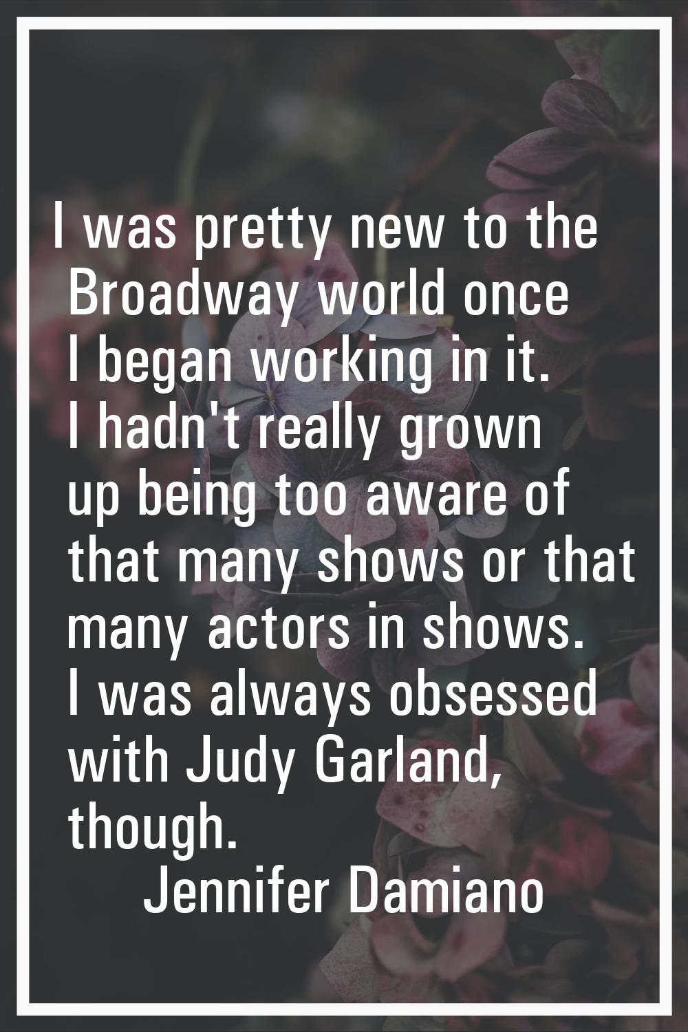 I was pretty new to the Broadway world once I began working in it. I hadn't really grown up being t