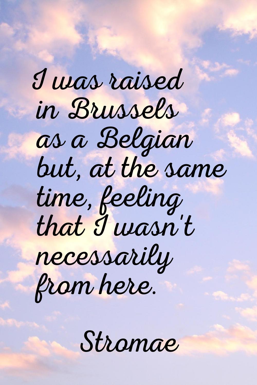 I was raised in Brussels as a Belgian but, at the same time, feeling that I wasn't necessarily from
