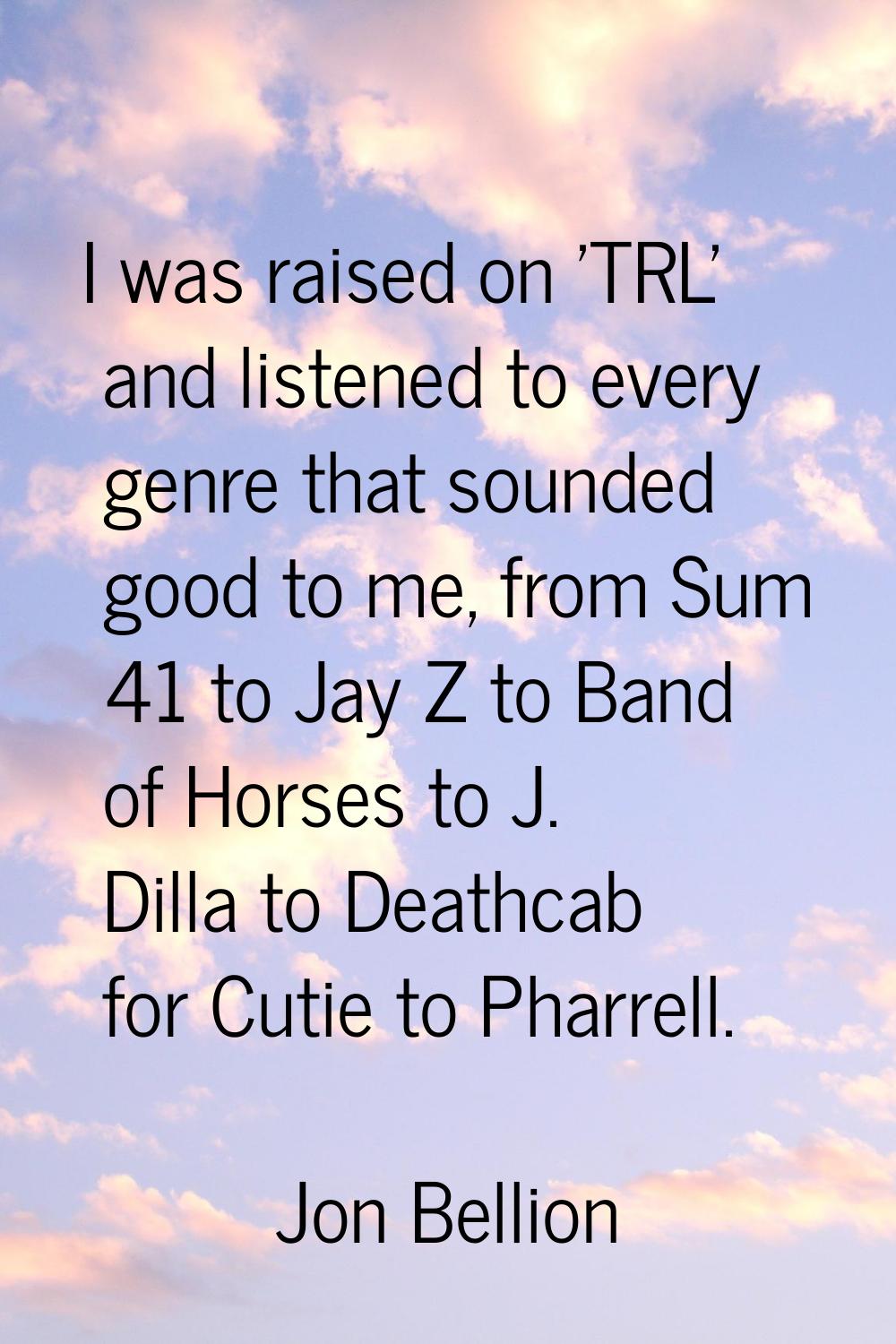 I was raised on 'TRL' and listened to every genre that sounded good to me, from Sum 41 to Jay Z to 