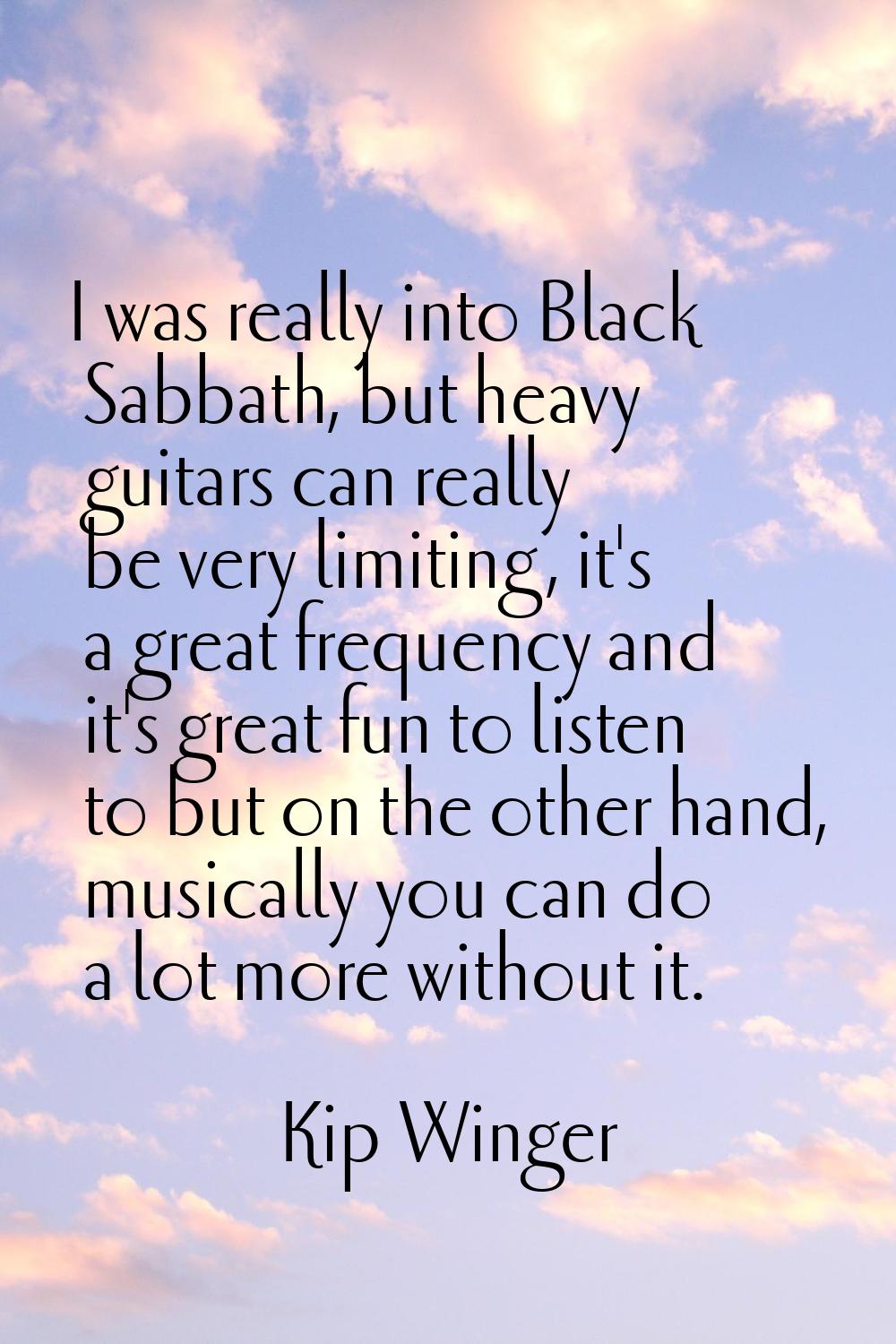 I was really into Black Sabbath, but heavy guitars can really be very limiting, it's a great freque