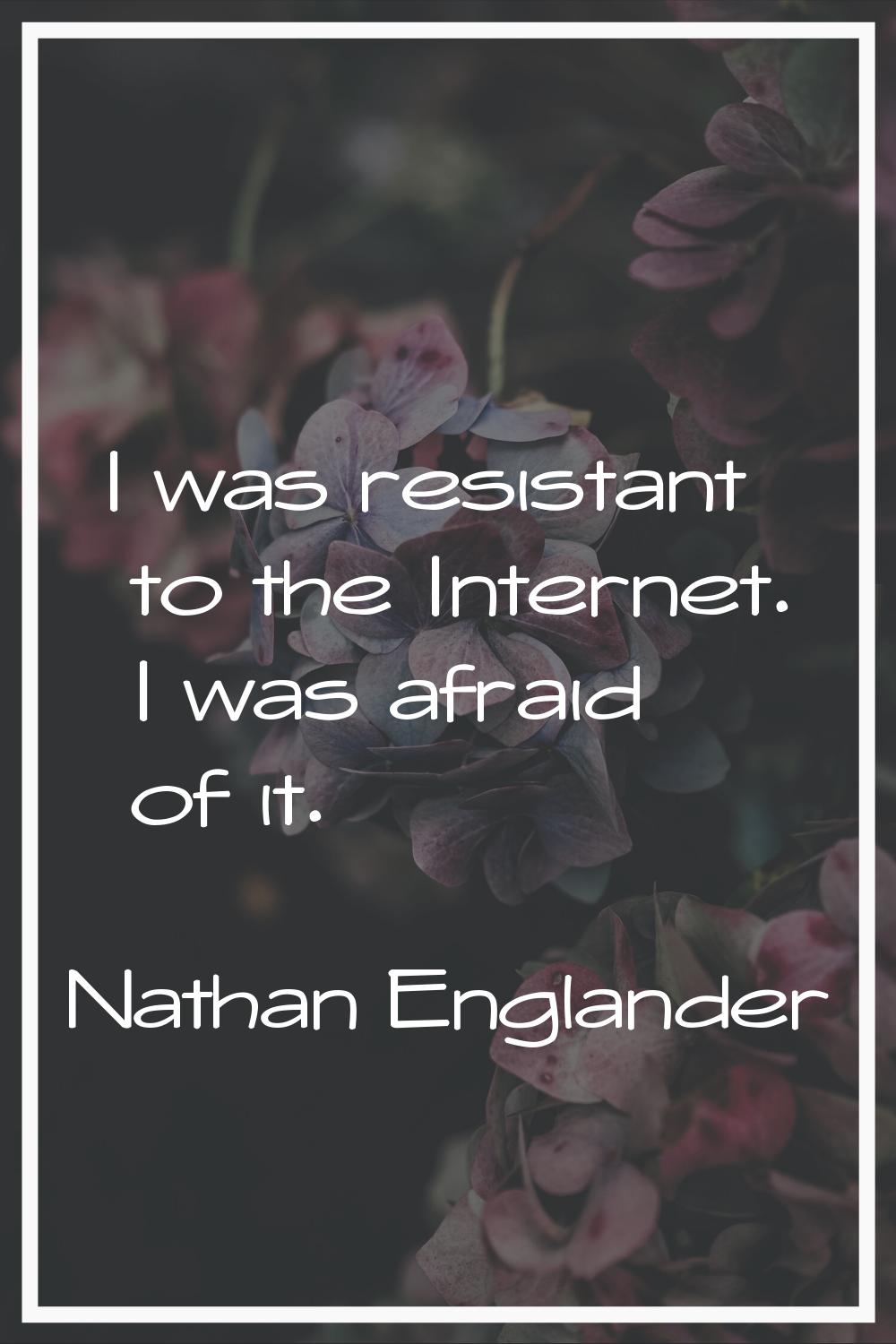 I was resistant to the Internet. I was afraid of it.