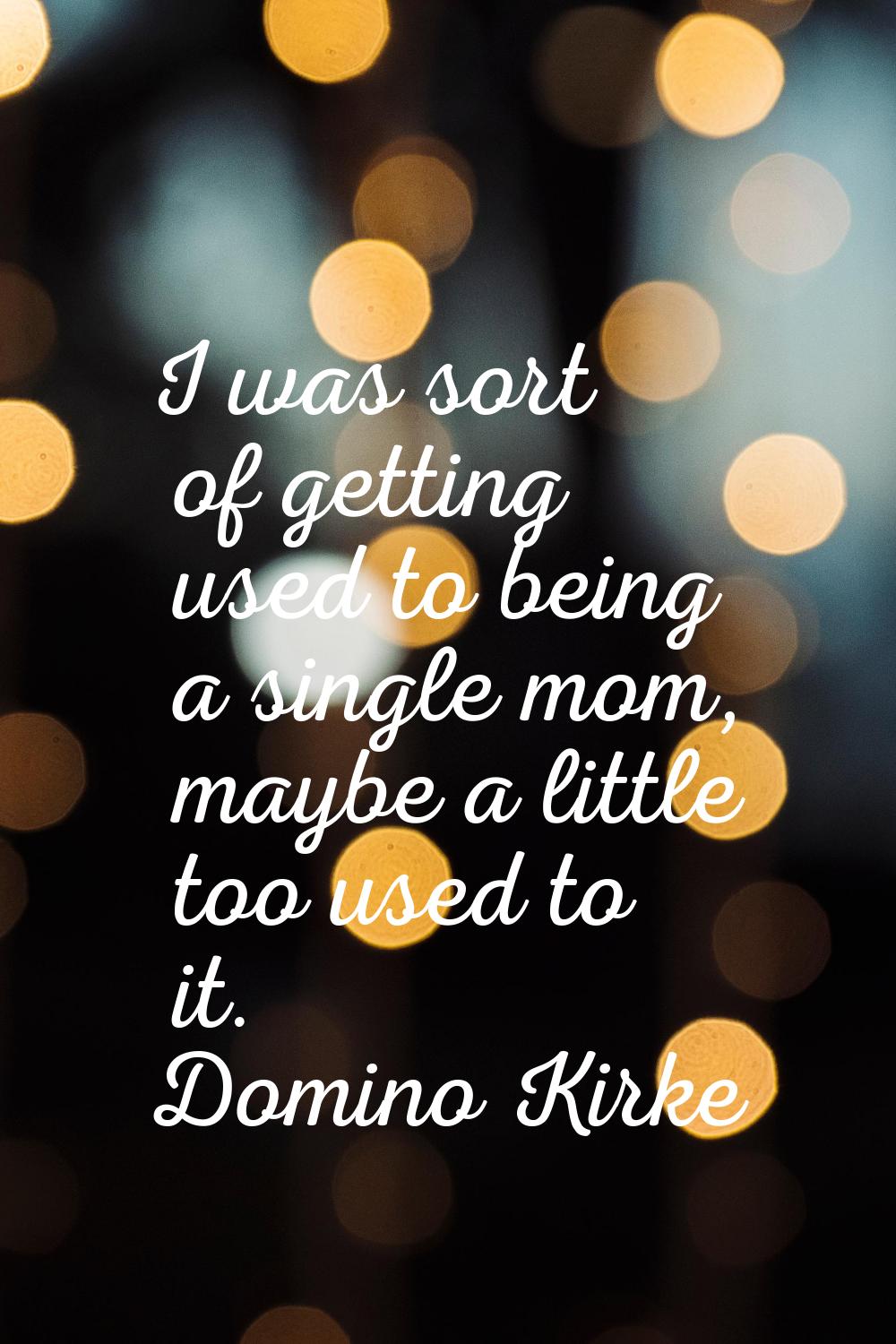 I was sort of getting used to being a single mom, maybe a little too used to it.