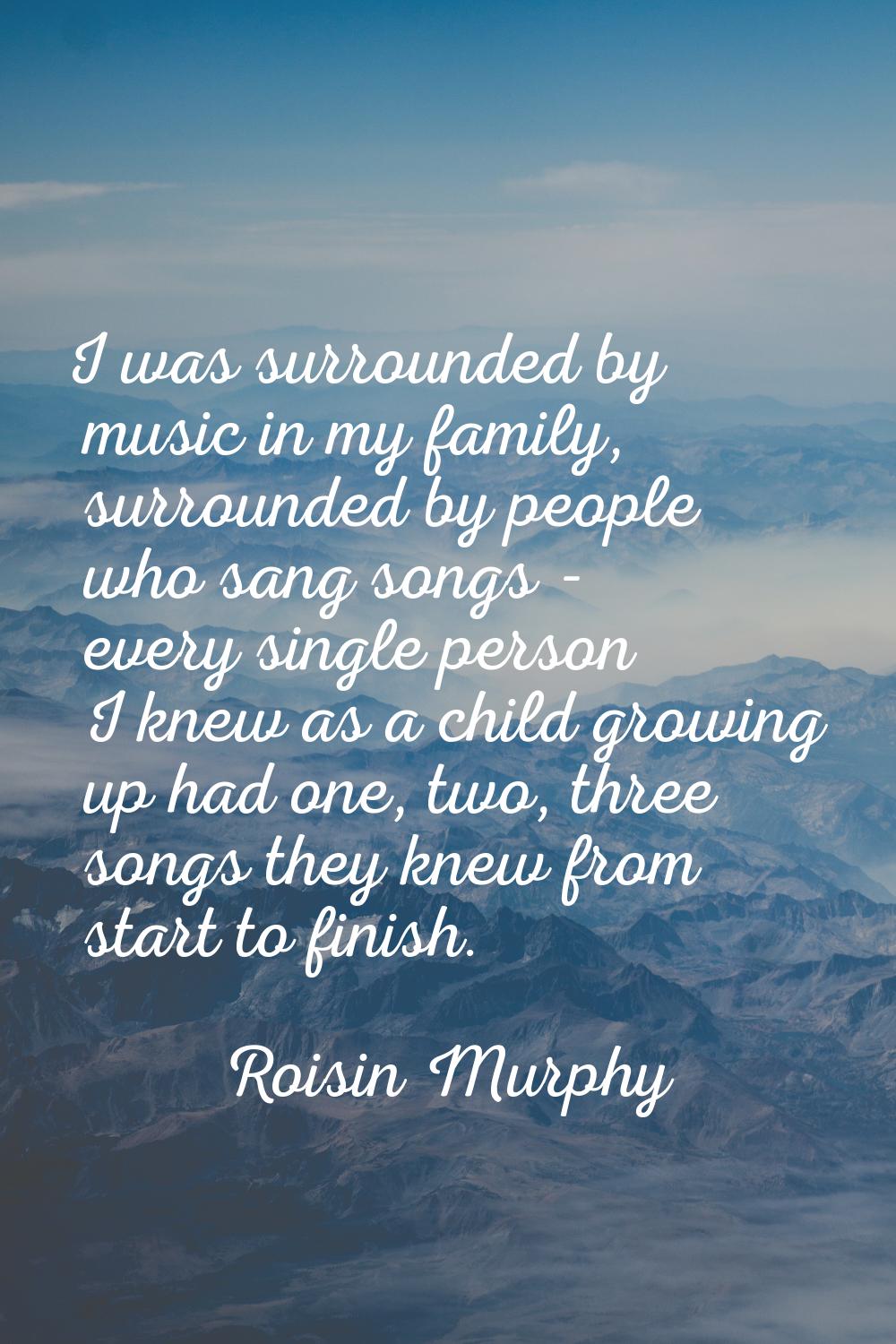 I was surrounded by music in my family, surrounded by people who sang songs - every single person I