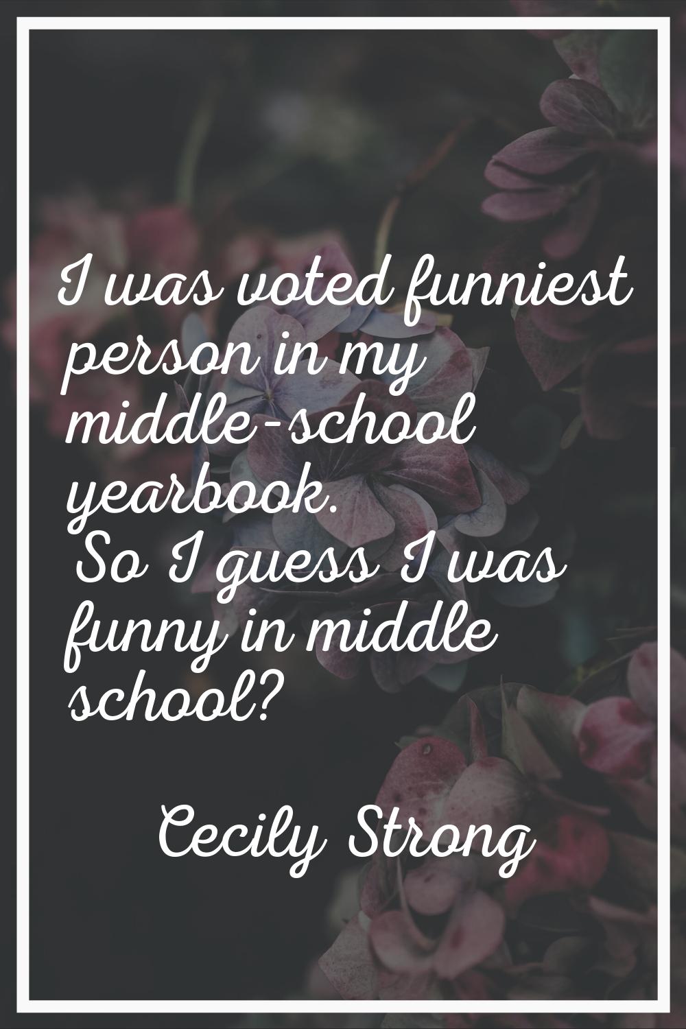 I was voted funniest person in my middle-school yearbook. So I guess I was funny in middle school?