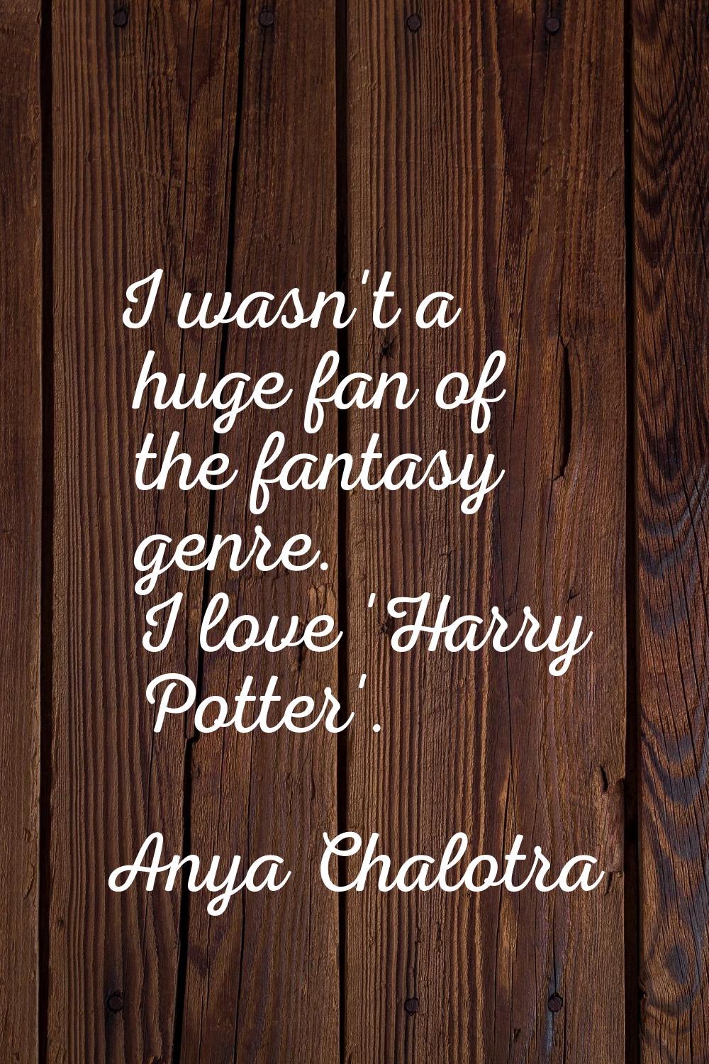 I wasn't a huge fan of the fantasy genre. I love 'Harry Potter'.