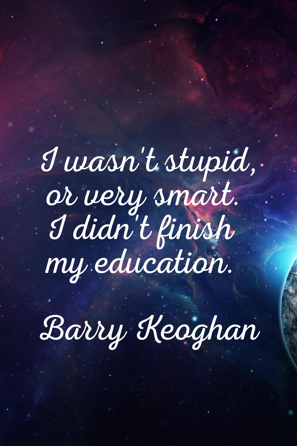 I wasn't stupid, or very smart. I didn't finish my education.