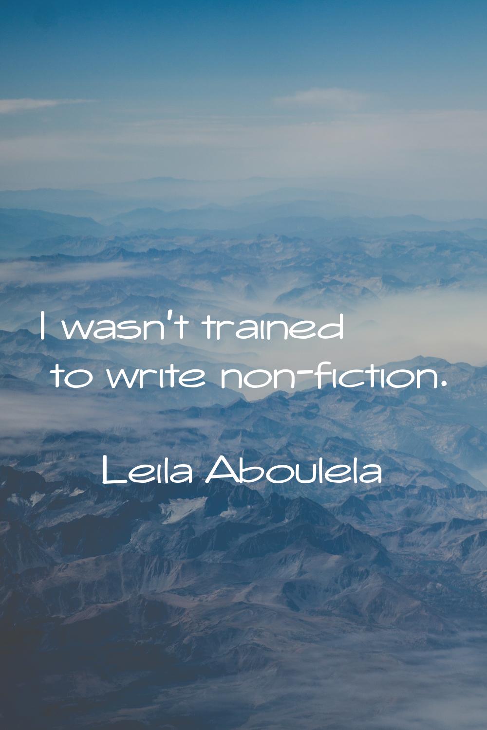 I wasn't trained to write non-fiction.