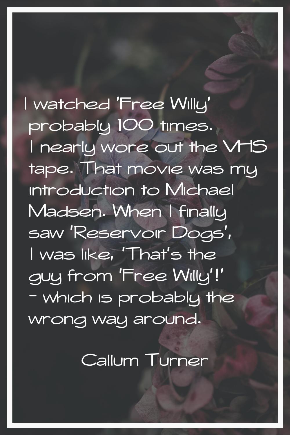 I watched 'Free Willy' probably 100 times. I nearly wore out the VHS tape. That movie was my introd