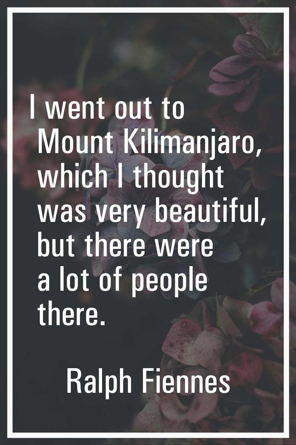 I went out to Mount Kilimanjaro, which I thought was very beautiful, but there were a lot of people
