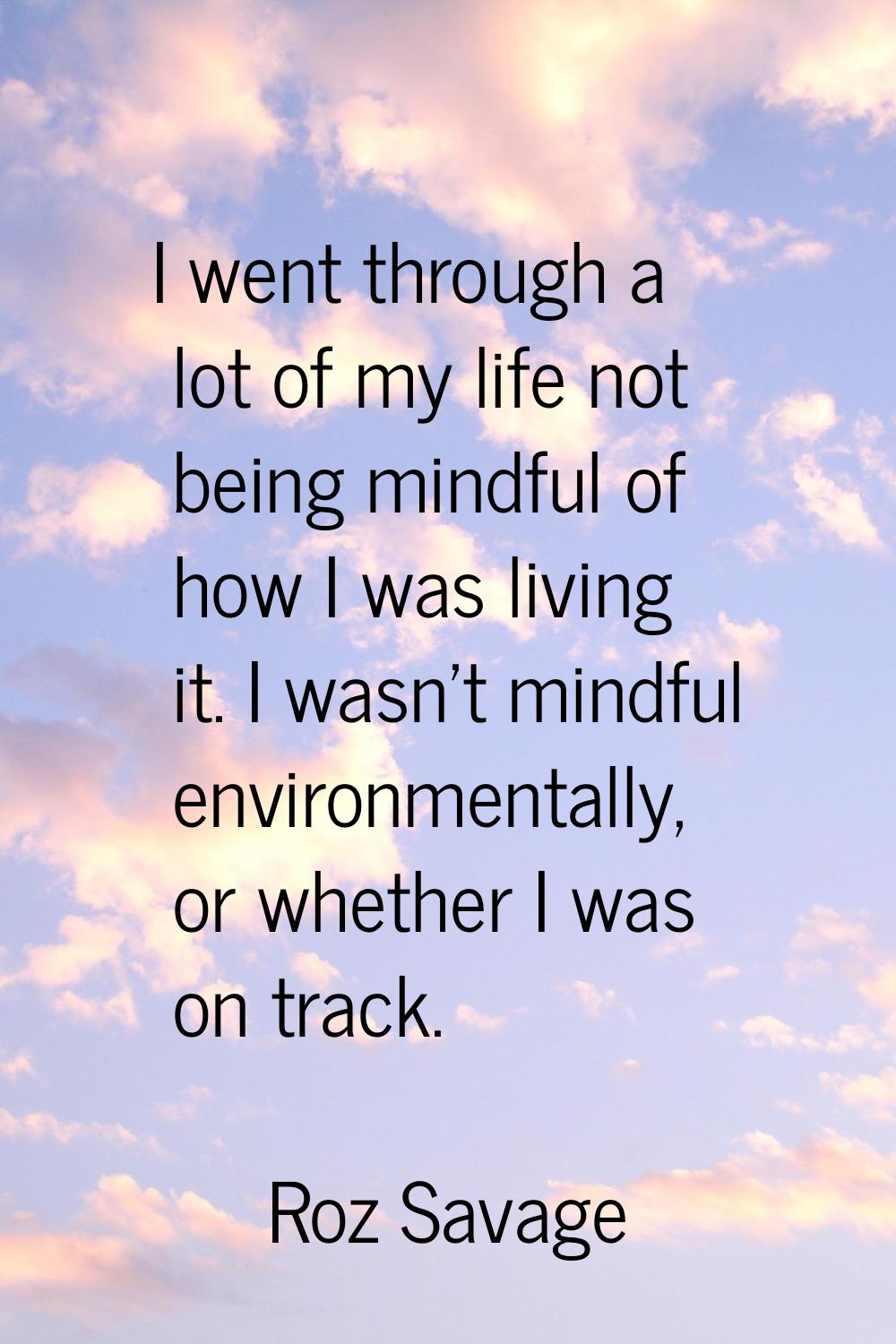 I went through a lot of my life not being mindful of how I was living it. I wasn't mindful environm