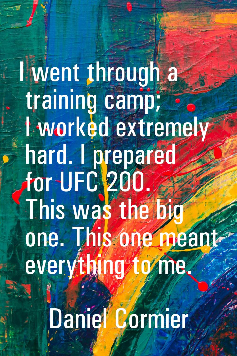 I went through a training camp; I worked extremely hard. I prepared for UFC 200. This was the big o