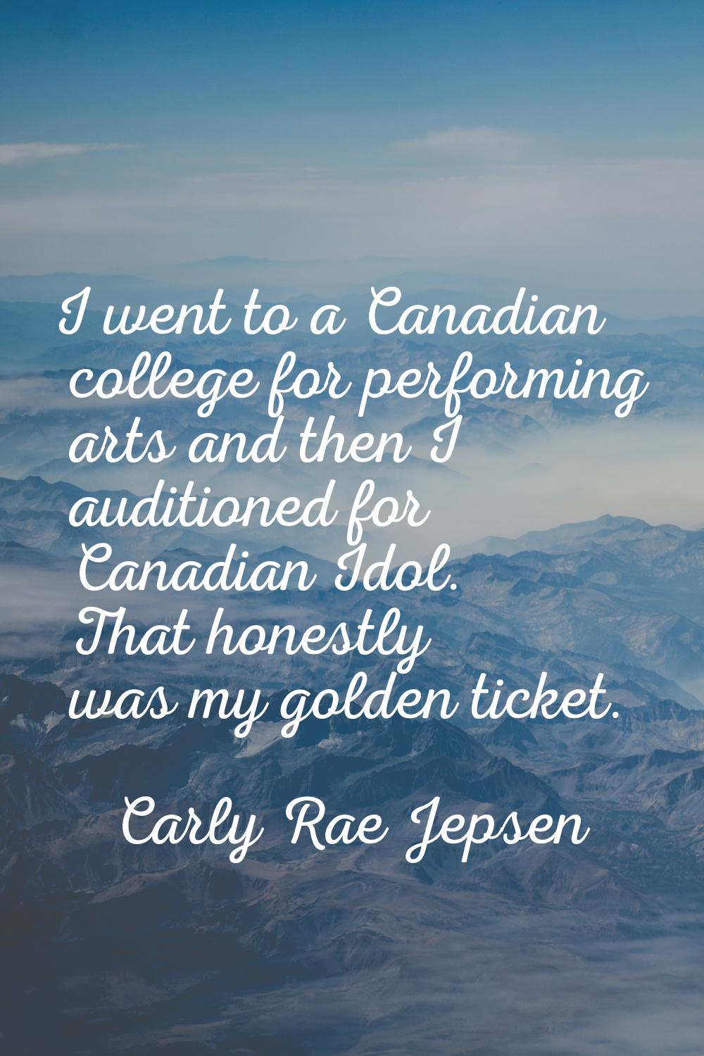I went to a Canadian college for performing arts and then I auditioned for Canadian Idol. That hone