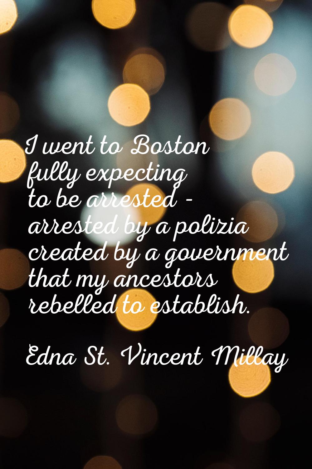 I went to Boston fully expecting to be arrested - arrested by a polizia created by a government tha