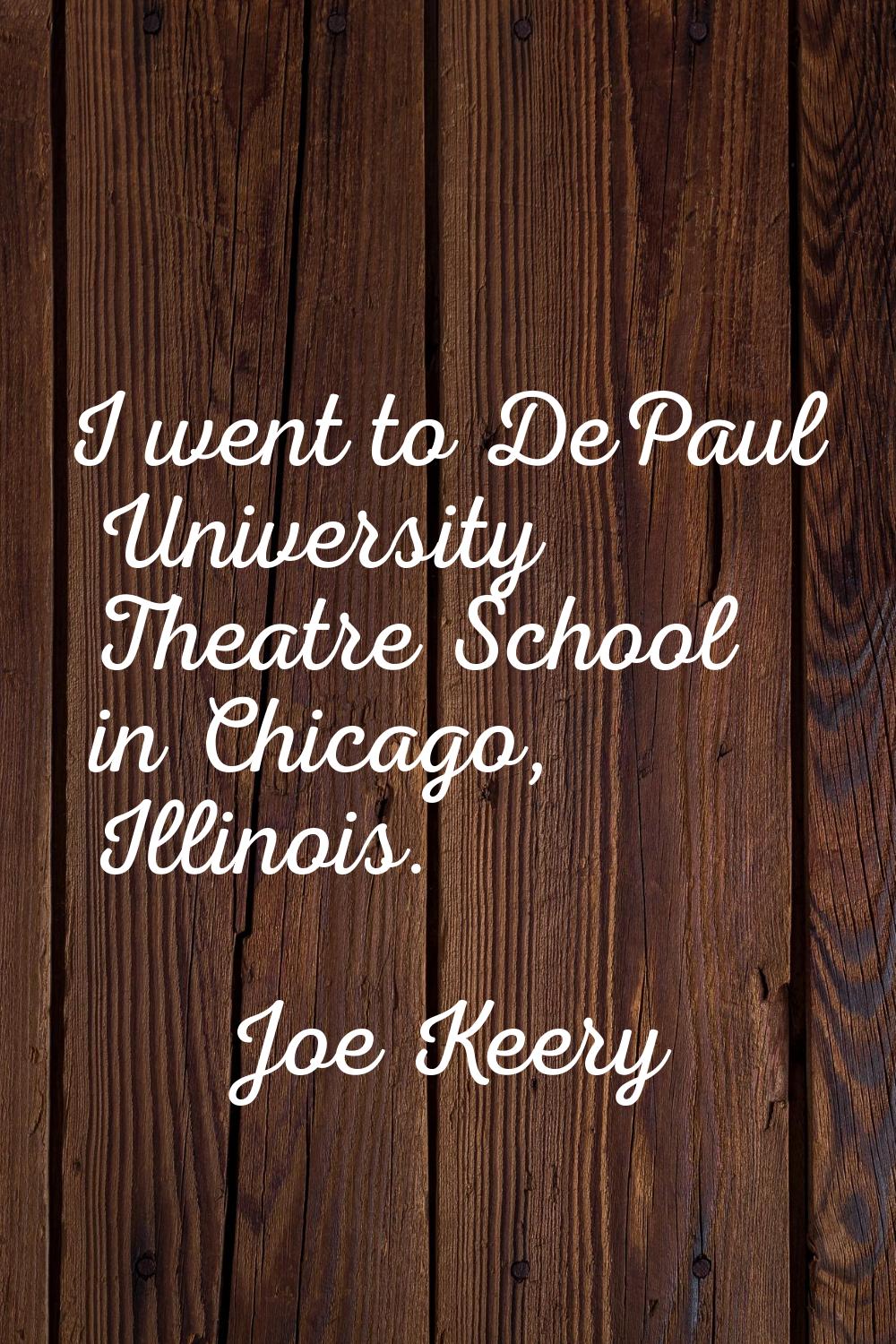 I went to DePaul University Theatre School in Chicago, Illinois.