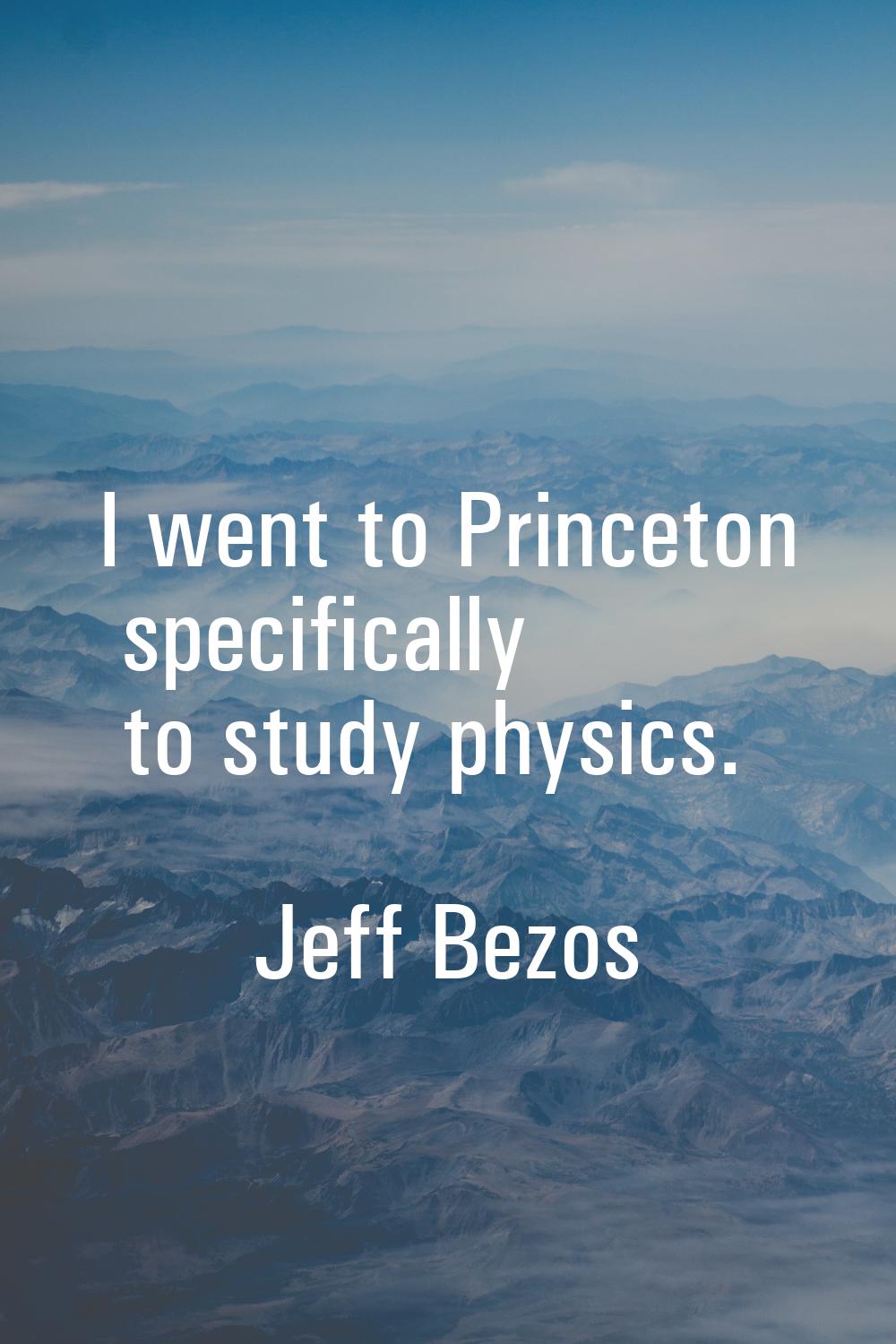 I went to Princeton specifically to study physics.