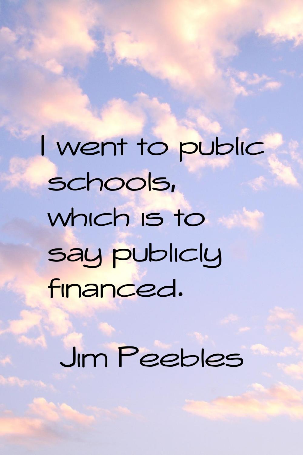 I went to public schools, which is to say publicly financed.