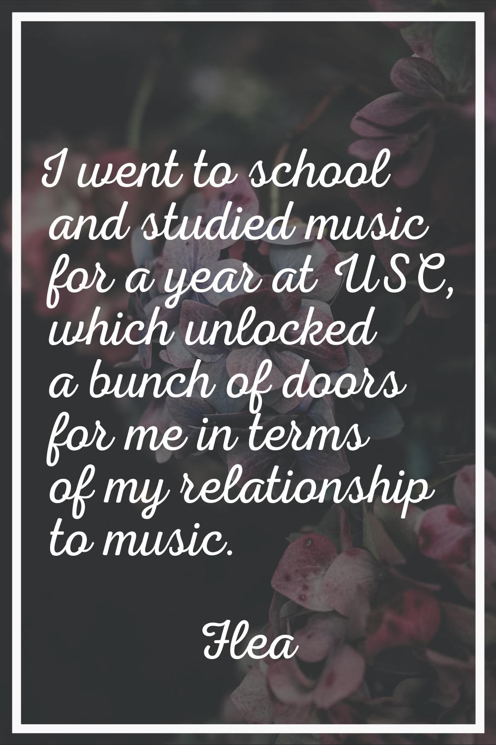 I went to school and studied music for a year at USC, which unlocked a bunch of doors for me in ter