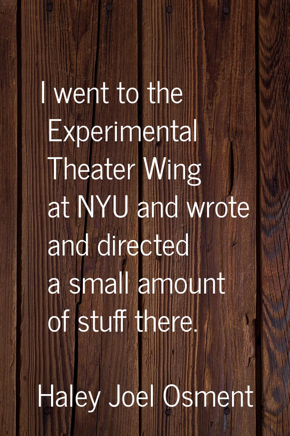 I went to the Experimental Theater Wing at NYU and wrote and directed a small amount of stuff there